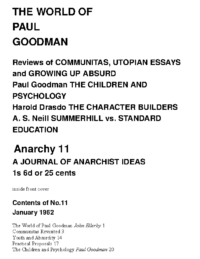 Anarchy- The World of Paul Goodman