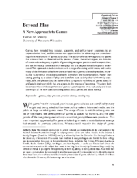Beyond Play- A New Approach to Games,by T. M. Malaby