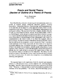 Human Studies Volume 4 issue 1 1979 [doi 10.1007_bf02127462] David Rasmussen — Praxis and social theory (review ofoutline of a