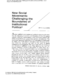 New Social Movements. Challenging the boundaries of institutional politics, by Claus Offe