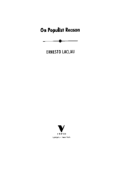 On Populist Reason, by Ernesto Laclau