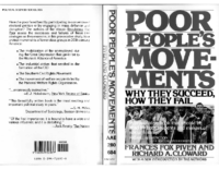 Poor People’s Movements -Why They Succeed, How They Fail, by Frances Fox Piven and Richard A. Cloward