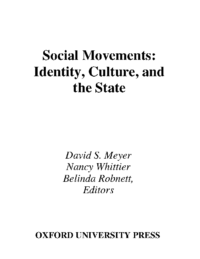 Social movements. Identity, culture and the state, edited by David S. Meyer Nancy Whittier Belinda Robnett