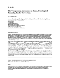 T.A.Z the temporary autonomous zone, by Hakim Bey