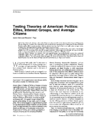 Testing theories of American politics- Elites, Interest Groups, and Average Citizens, by M. Gilens and B. I. Page