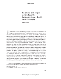 The liberal civil subject and the social in 18th century british moral philosophy, by Mary Poovey