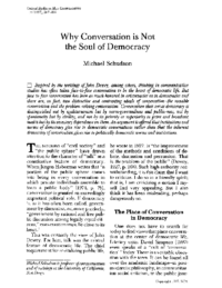 Why Conversation is Not the Soul of Democracy, by Michael Schudson