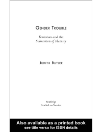 Gender Trouble- Judith Butler