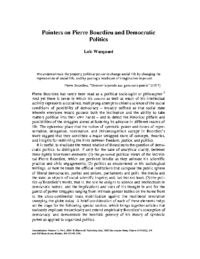 Pointers on Bourdieu and democratic politics-by Loic Wacquant