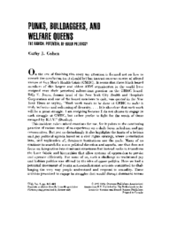 Punks Bulldaggers and Welfare Queens. The radical potential of Queer politics-by Cathy J. Cohen