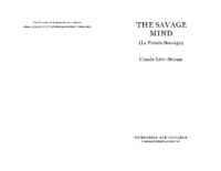 The Savage Mind-by Claude Levi Strauss