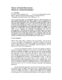 Theory of Social Movements.-Theory for Social Movements-by C.A.-Rootes